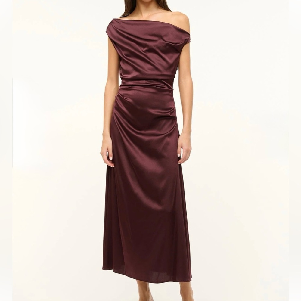 STAUD Phare Silk Dress Merlot
